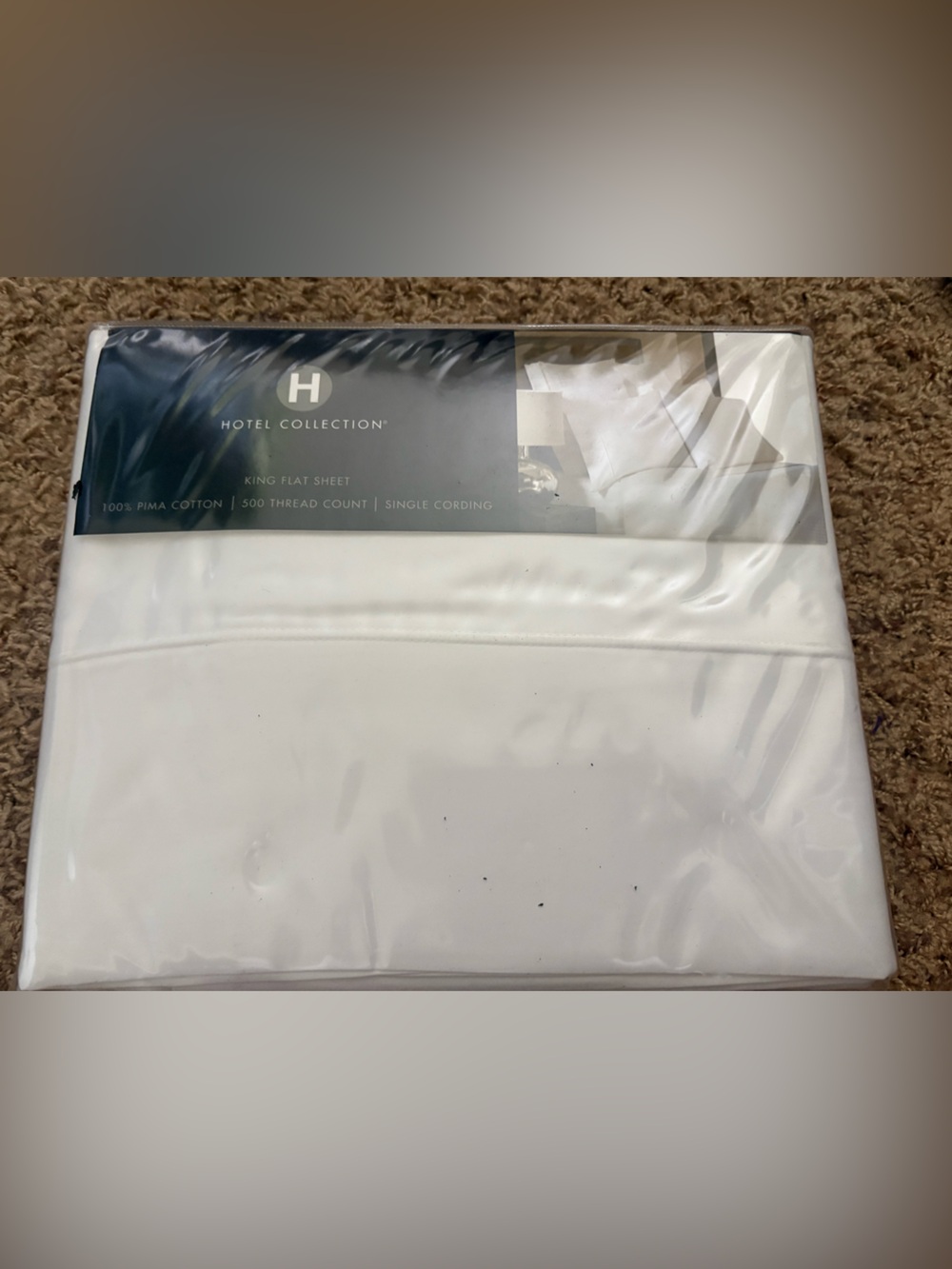 Hotel Collection 500 TC Pima Cotton KING Flat Sheet Off White New